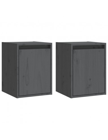 Pensili 2 pz Grigi 30x30x40 cm in Legno Massello di Pino