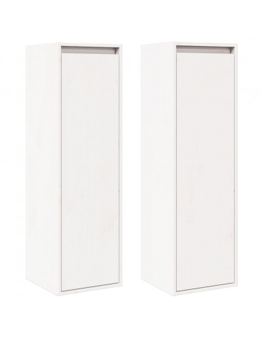 Pensili Bianchi 2 pz 30x30x100 cm in Legno Massello di Pino