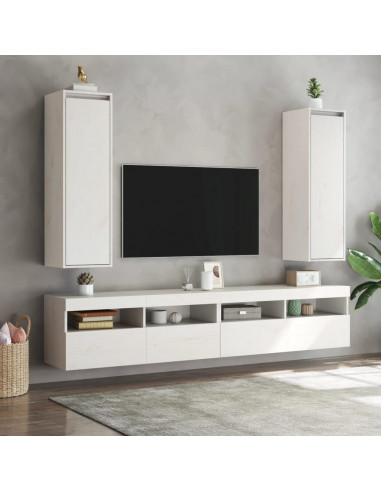 Pensili Bianchi 2 pz 30x30x100 cm in Legno Massello di Pino