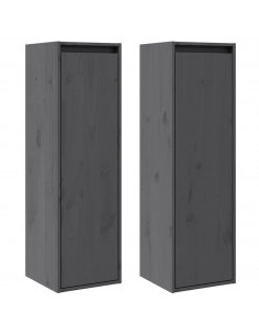 Pensili Grigi 2 pz 30x30x100 cm in Legno Massello di Pino 2