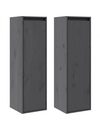 Pensili Grigi 2 pz 30x30x100 cm in Legno Massello di Pino