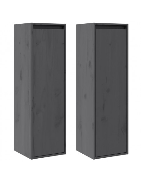 Pensili Grigi 2 pz 30x30x100 cm in Legno Massello di Pino