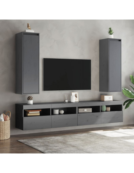Pensili Grigi 2 pz 30x30x100 cm in Legno Massello di Pino