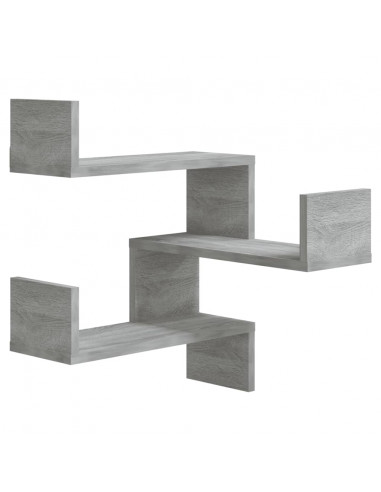 Scaffale Parete Angolo 2pz Grigio Sonoma 40x40x50cm Multistrato