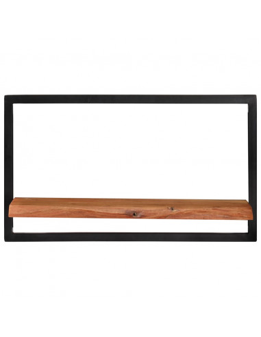 Mensole Parete 2pz 60x25x35 cm Legno Massello Acacia e Acciaio