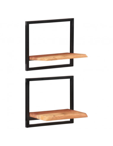 Mensole Parete 2 pz 40x24x35 cm Legno Massello Acacia e Acciaio