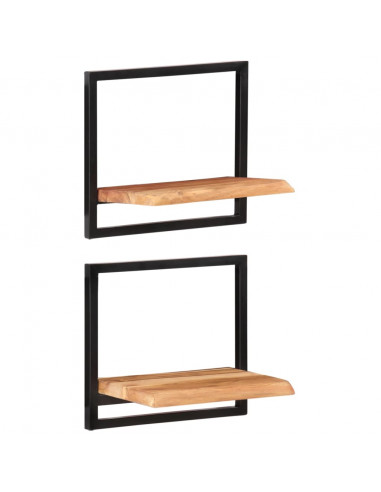 Mensole Parete 2 pz 40x24x35 cm Legno Massello Acacia e Acciaio