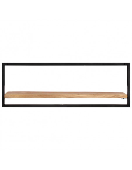 Mensole Parete 2pz 100x24x35 cm Legno Massello Acacia e Acciaio
