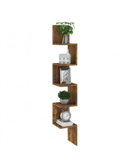 Mensola Muro Angolo Rovere Fumo 20x20x127,5cm Legno Multistrato