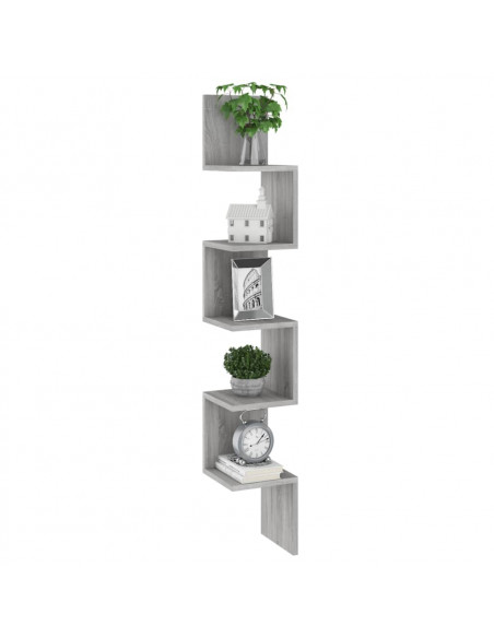 Mensola Angolare Grigio Sonoma 20x20x127,5 cm Legno Multistrato