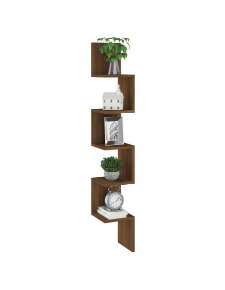 Mensola Angolare Rovere Marrone 20x20x127,5cm Legno Multistrato