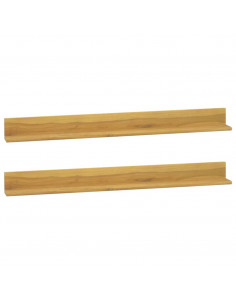 Mensole da Parete 2 pz 110x10x10 cm in Legno Massello di Teak 2