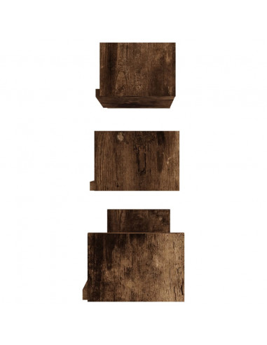 Mensole Espositive da Parete 3 pz Rovere Fumo Legno Multistrato