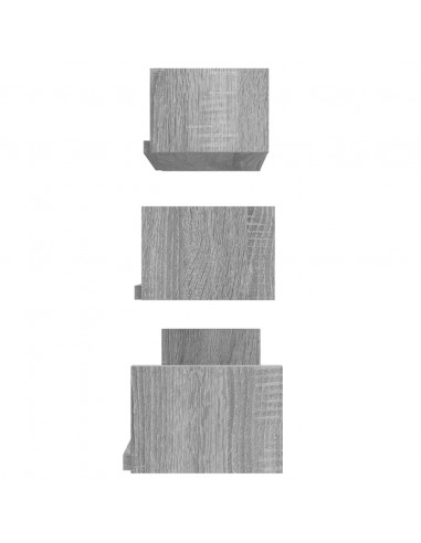 Mensole Espositive a Parete 3pz Grigio Sonoma Legno Multistrato