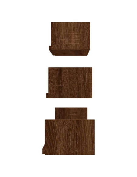 Mensole Espositive Parete 3 pz Rovere Marrone Legno Multistrato