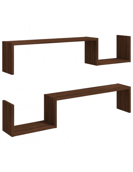 Mensole a Muro 2 pz Rovere Marrone 100x15x20 cm in Multistrato