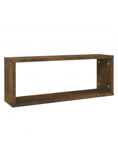 Mensole Parete Cubo 2pz Rovere Fumo 80x15x26,5cm in Multistrato