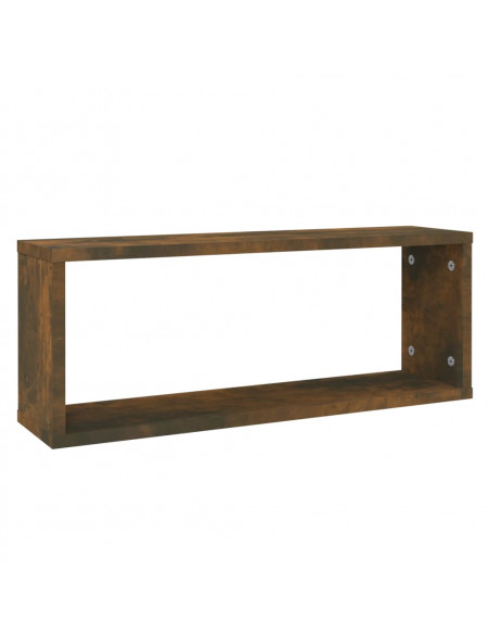 Mensole Parete Cubo 2pz Rovere Fumo 80x15x26,5cm in Multistrato