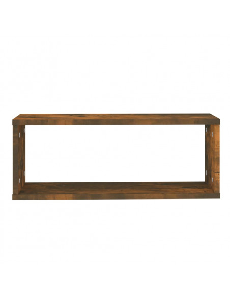 Mensole Parete Cubo 2pz Rovere Fumo 80x15x26,5cm in Multistrato