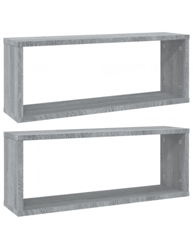 Mensole Cubo Muro 2 pz Grigio Sonoma 60x15x23 cm in Multistrato