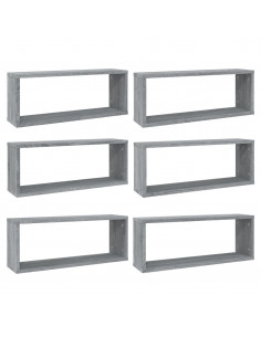 Mensole Cubo Muro 6 pz Grigio Sonoma 60x15x23 cm in Multistrato 2