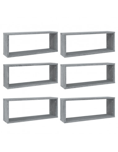 Mensole Cubo Muro 6 pz Grigio Sonoma 60x15x23 cm in Multistrato