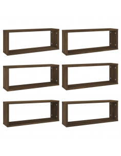 Mensole Cubo Muro 6pz Rovere Marrone 60x15x23 cm in Multistrato 2