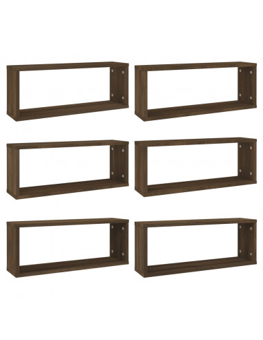 Mensole Cubo Muro 6pz Rovere Marrone 60x15x23 cm in Multistrato