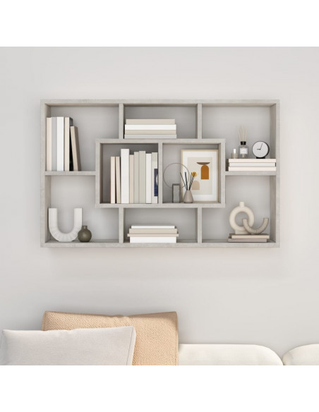 Mensola a Muro Grigio Cemento 85x16x52,5cm in Legno Multistrato