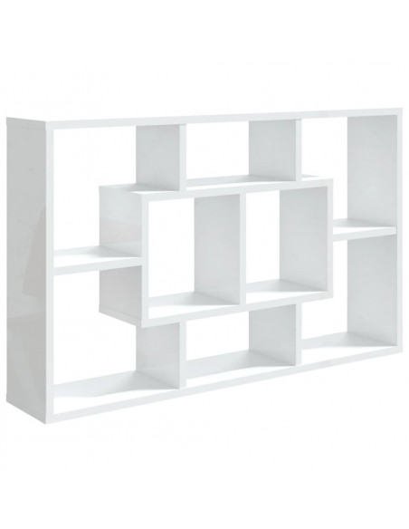 Scaffale Parete Bianco Lucido 85x16x52,5 cm Legno Multistrato