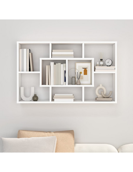 Scaffale Parete Bianco Lucido 85x16x52,5 cm Legno Multistrato