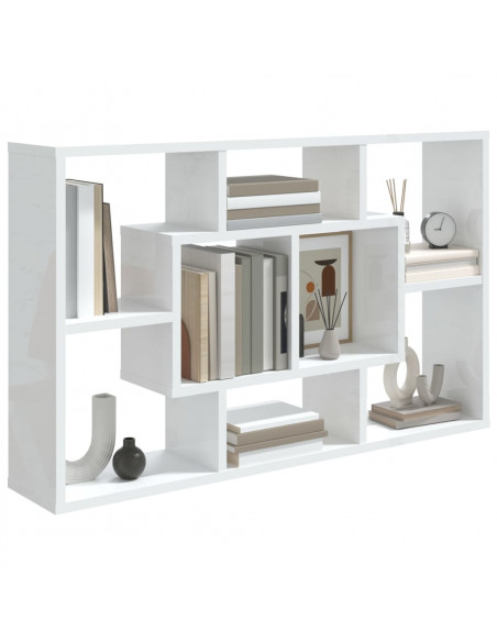 Scaffale Parete Bianco Lucido 85x16x52,5 cm Legno Multistrato