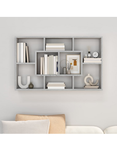 Mensola a Muro Grigio Sonoma 85x16x52,5 cm in Legno Multistrato