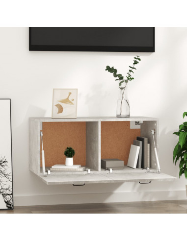 Armadietto a Muro Grigio Cemento 80x35x36,5cm Legno Multistrato