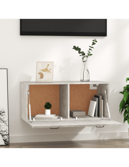Armadietto a Muro Grigio Cemento 80x35x36,5cm Legno Multistrato