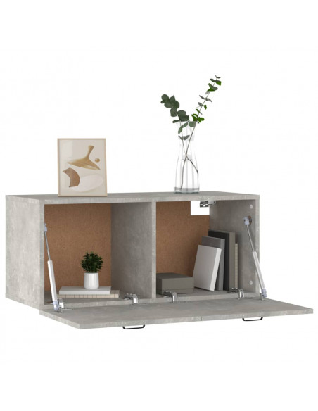 Armadietto a Muro Grigio Cemento 80x35x36,5cm Legno Multistrato