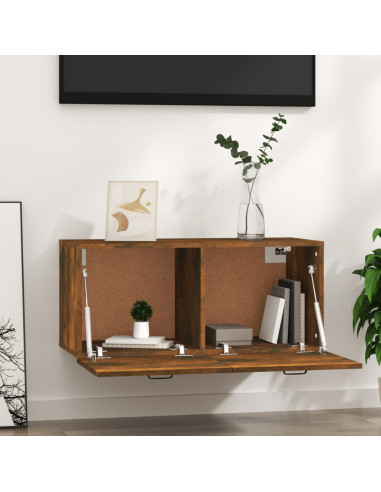 Mobile a Parete Rovere Fumo 80x36,5x35 cm in Legno Multistrato