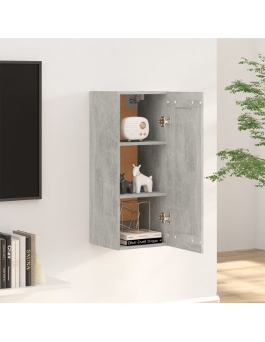 Armadietto a Muro Grigio Cemento 35x34x90 cm Legno Multistrato