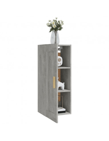 Armadietto a Muro Grigio Cemento 35x34x90 cm Legno Multistrato