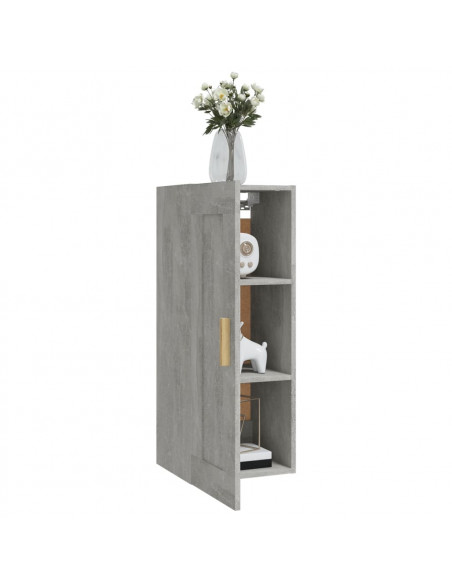 Armadietto a Muro Grigio Cemento 35x34x90 cm Legno Multistrato