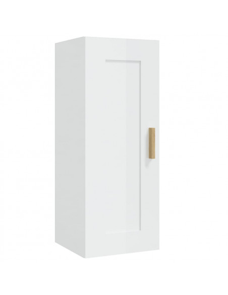 Armadietto a Muro Bianco Lucido 35x34x90 cm Legno Multistrato