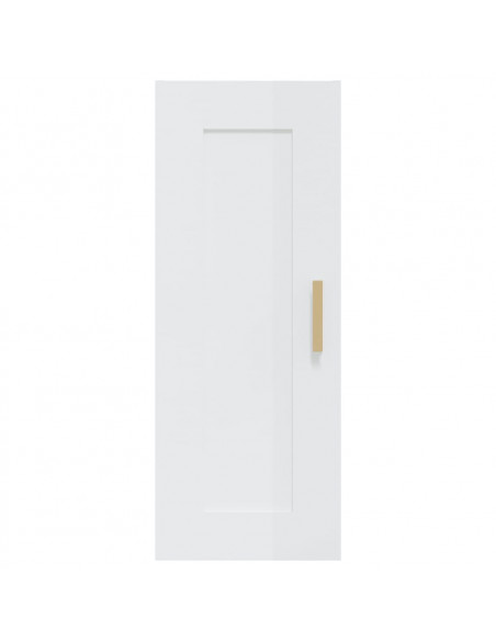 Armadietto a Muro Bianco Lucido 35x34x90 cm Legno Multistrato