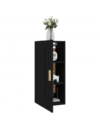 Armadietto a Muro Nero 35x34x90 cm in Legno Multistrato