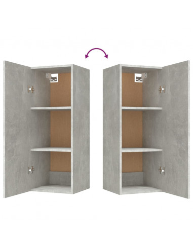 Armadietto a Muro Grigio Cemento 34,5x34x90cm Legno Multistrato