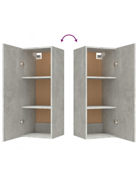 Armadietto a Muro Grigio Cemento 34,5x34x90cm Legno Multistrato