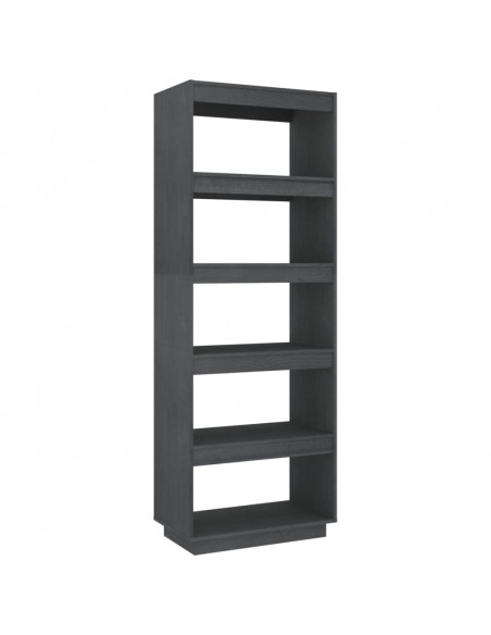 Libreria/Divisorio Grigio 60x35x167cm in Legno Massello di Pino