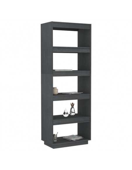 Libreria/Divisorio Grigio 60x35x167cm in Legno Massello di Pino