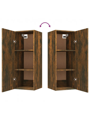 Armadietto a Muro Rovere Fumo 34,5x34x90cm in Legno Multistrato