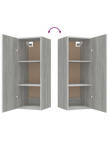 Armadietto a Muro Grigio Sonoma 34,5x34x90 cm Legno Multistrato