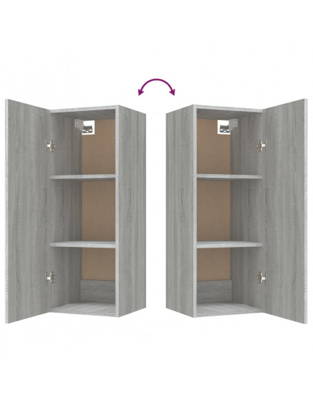 Armadietto a Muro Grigio Sonoma 34,5x34x90 cm Legno Multistrato